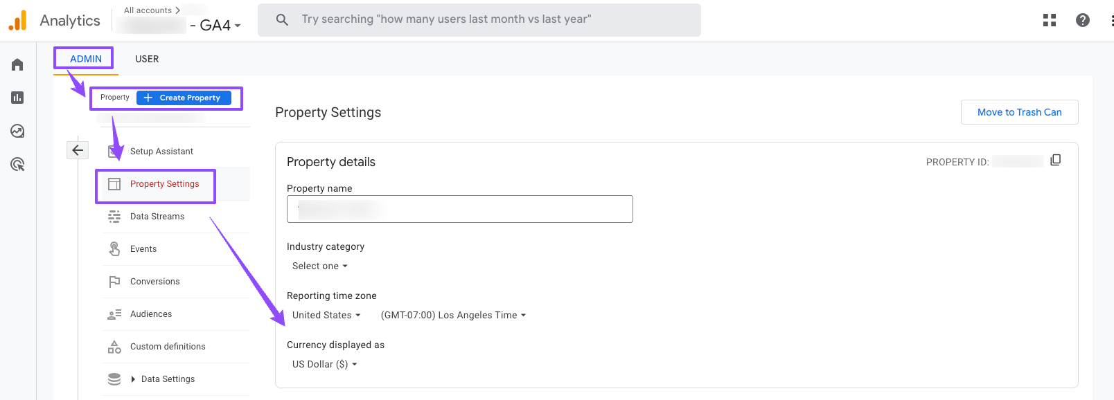 google-analytics-4-ga4-currency-time-zone